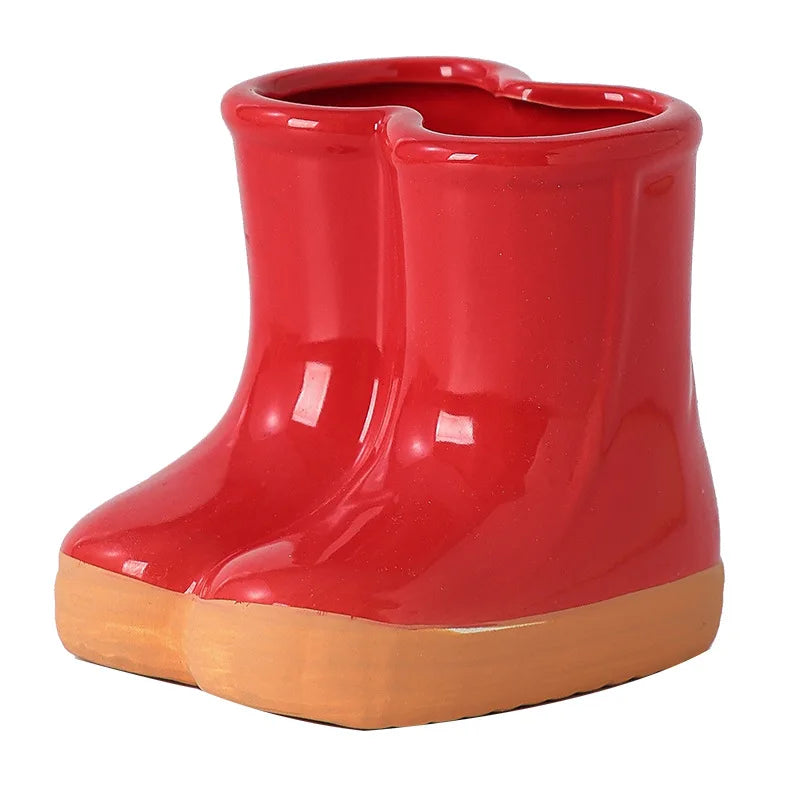 Afralia™ Ceramic Rain Boots Flower Vase - Garden Pot Home Decor Accessories