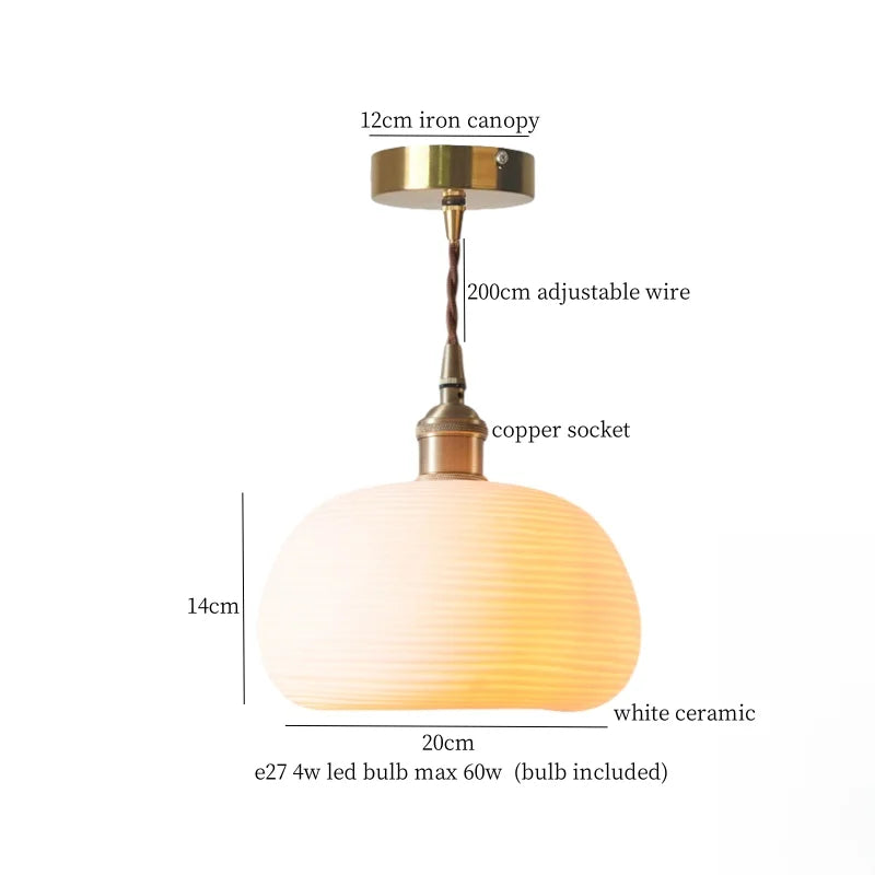 Afralia™ Minimalist Ceramic LED Pendant Lamp for Kitchen Bedroom Living Room