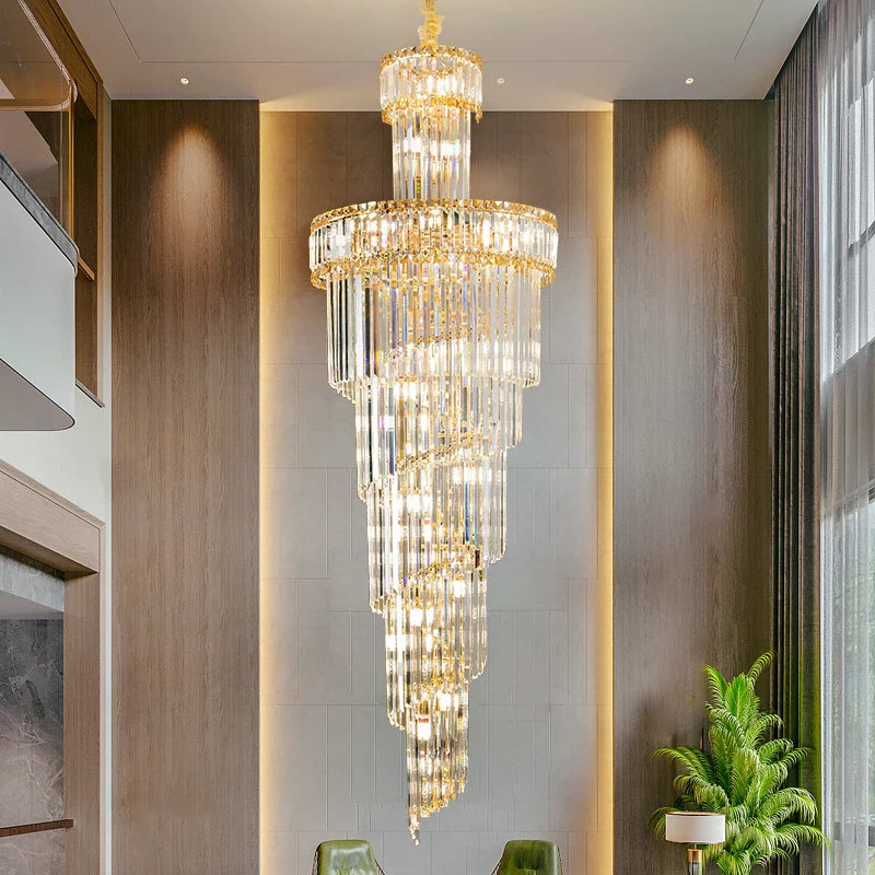 Afralia™ Crystal Spiral Chandelier Duplex for Modern Spaces