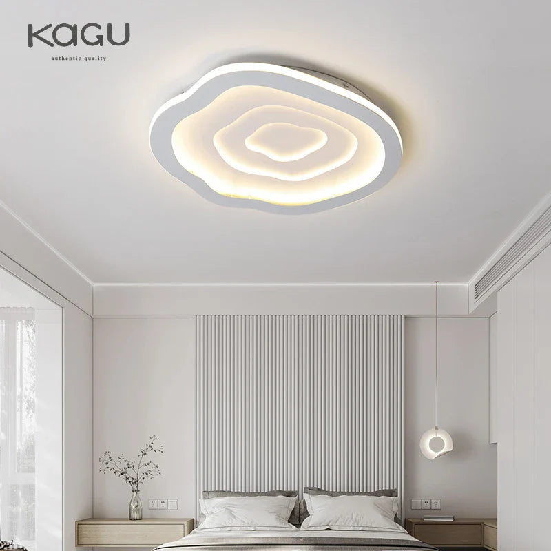 Afralia™ Modern LED Ceiling Chandelier for Living Room Bedroom Kitchen Study, White Dimmable Remote Control Light Fixtures