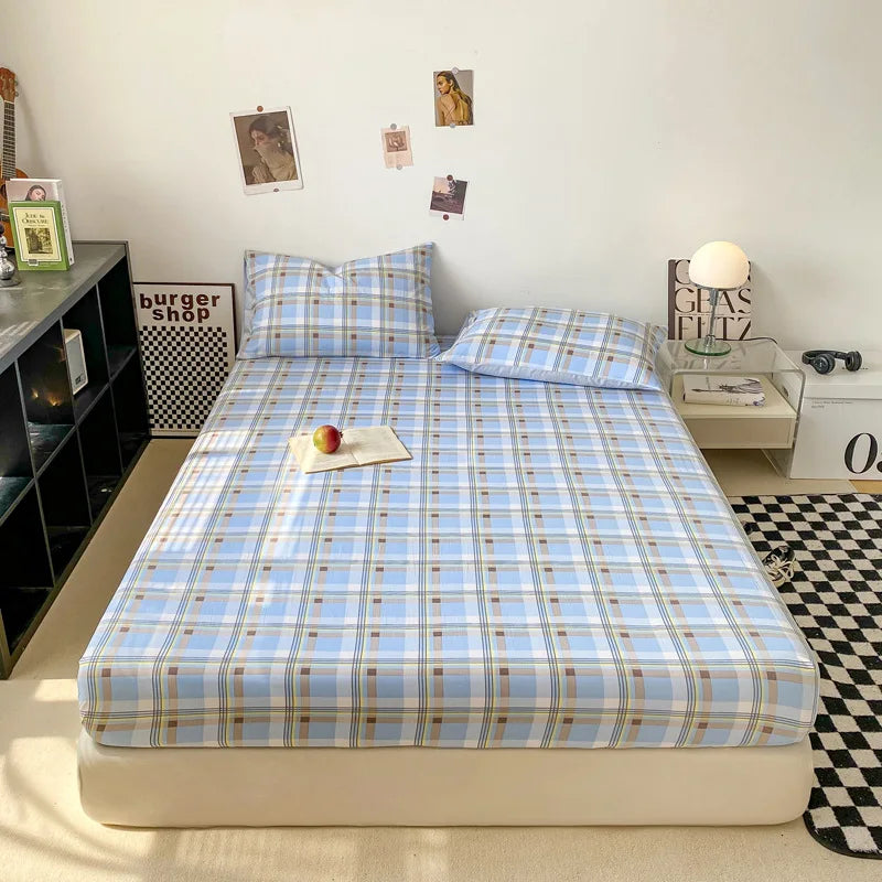 Afralia™ Plaid Style Fitted Sheet - Skin-friendly Elastic Bedsheet for Kids' Room