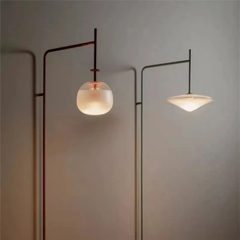 Afralia™ LED Glass Art Wall Lamp with Long Rocker Arm for Living Room and Studio