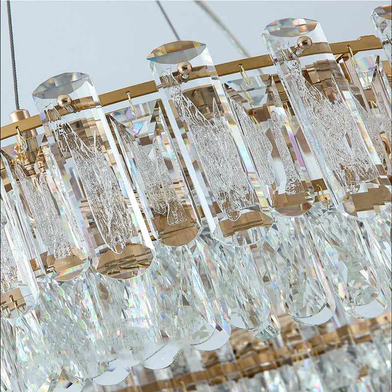 Afralia™ Crystal Pendant Chandelier Modern Luxury Dimmable Island Light Minimalist Home Decor