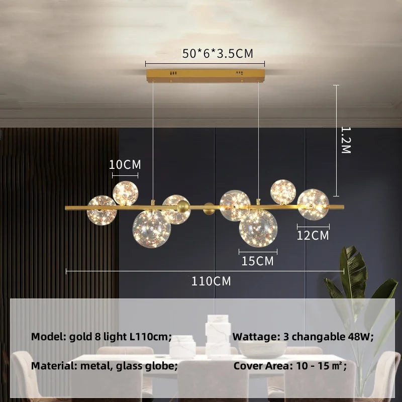 Afralia™ Nordic Glass Globe Pendant Lights Chandelier with 3 Changeable LED Lights