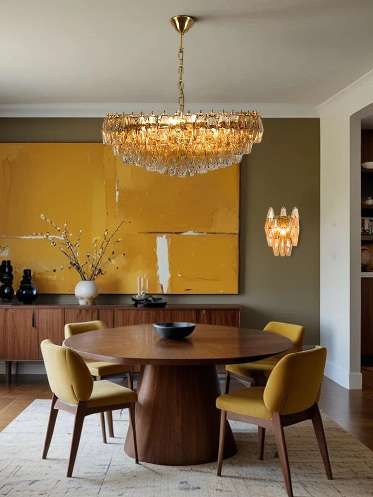 Afralia™ Gold Silver Black LED Chandelier Murano Glass Art Suspension Lamp