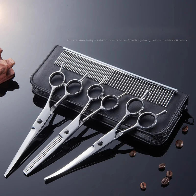 Afralia™ Pet Grooming Scissors Set - Professional Hair Trimming Tools for Dogs and Cats