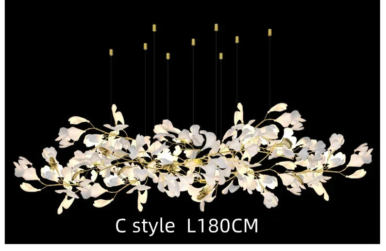 Afralia™ Ginkgo Chandelier Villa Duplex Pendant Light for Living Room & Hotel Lobby