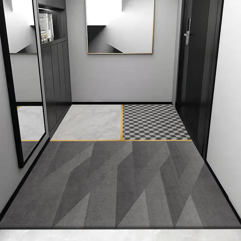 Afralia™ Grey Crystal Velvet Entrance Rug - Luxe Absorbent, Anti-Slip, Easy-Clean Living Room Carpet