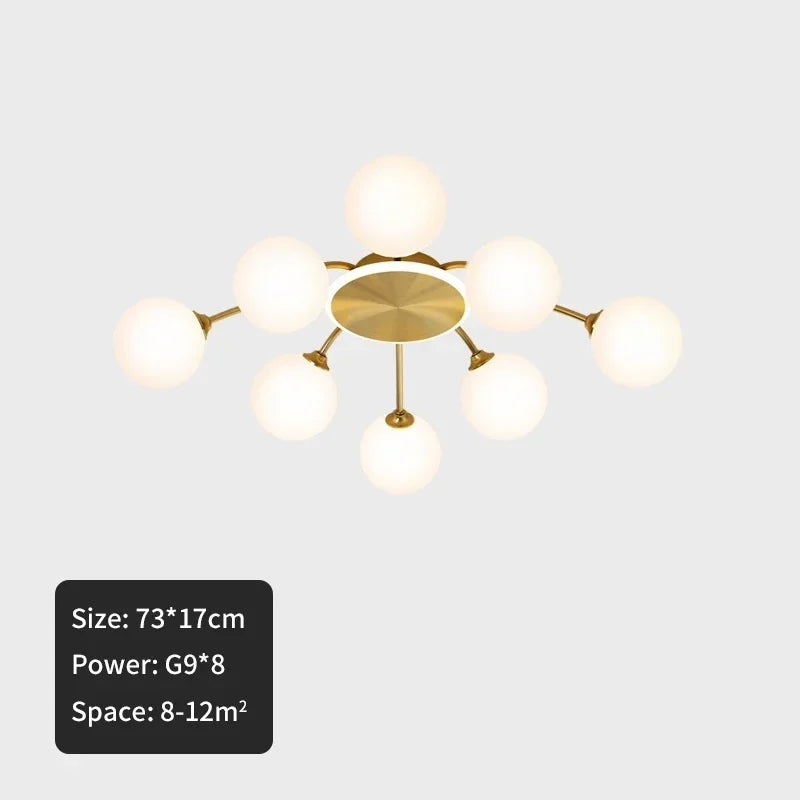 Afralia™ Ball Glass Ceiling Light in Gold for Living Room, Dining, Bedroom by Afralia™