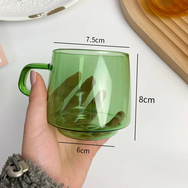 Afralia™ Glass Coffee Mug: Colorful, Durable, Heat Resistant Cup for Tea, Juice, Milk