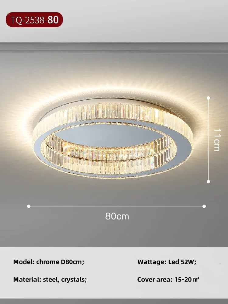 Afralia™ Modern K9 Crystals Dimmable LED Ceiling Light - Art Decor Luminarias