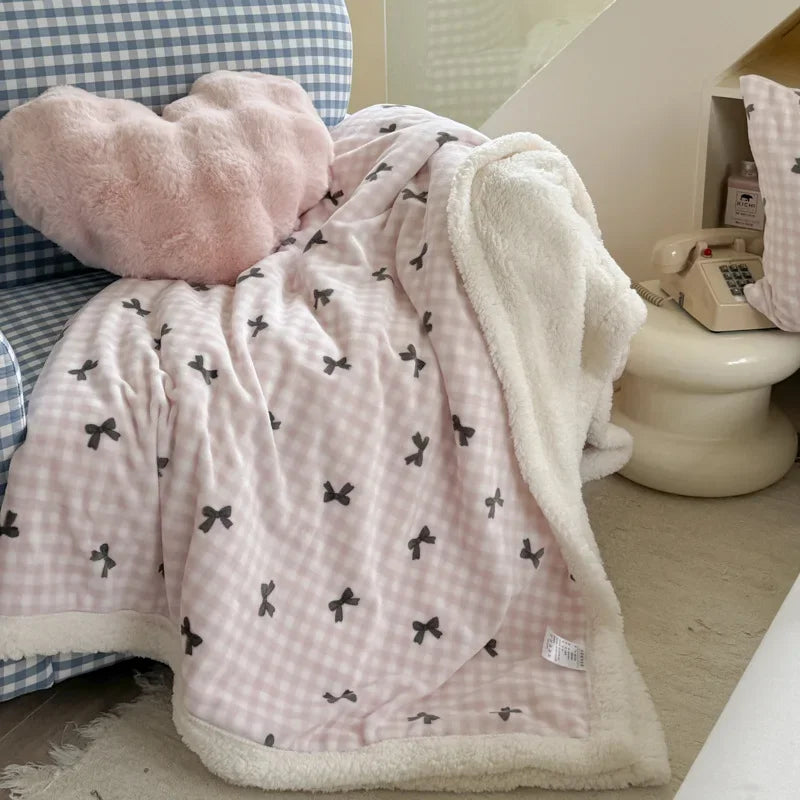 Afralia™ Milk Coral Fleece Cozy Blanket Air Conditioning Shawl Quilt - Warm & Cute Office Sofa Nap Blanket