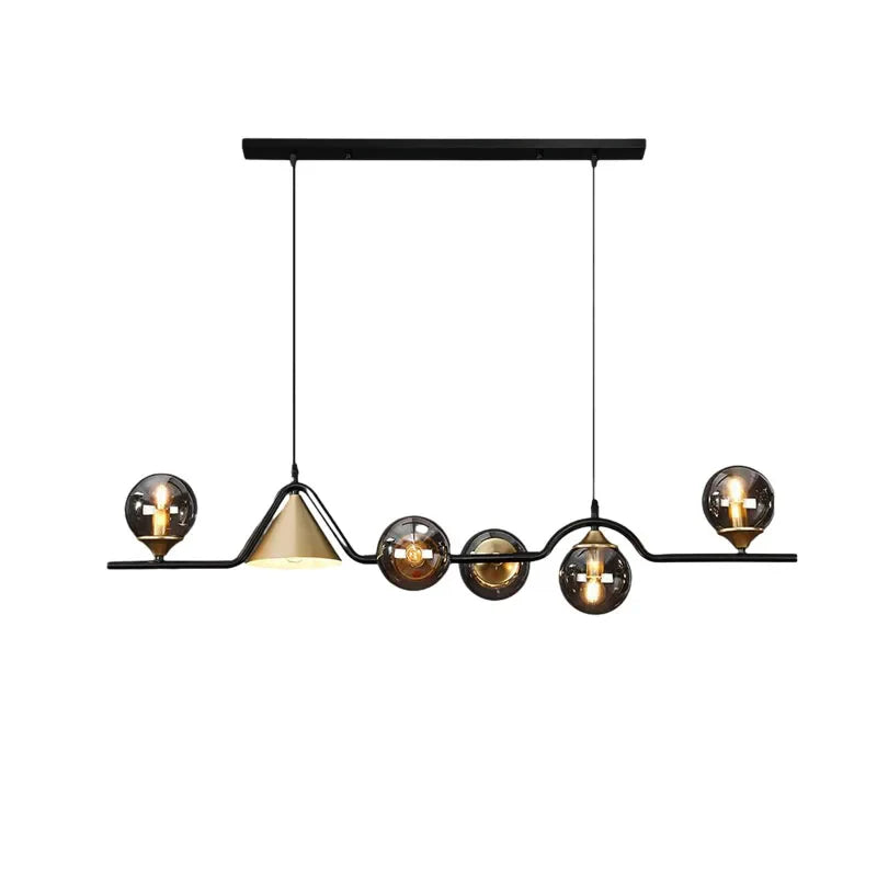 Nordic Gray Glass Chandelier by Afralia™ - Gold Black Metal Hanging Light E14 Bulb Opt.