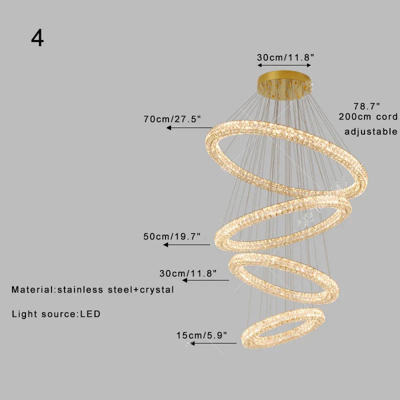 Afralia™ Rings Ceiling Pendant Light Dimmable Adjustable Hanglamp for Villa Decoration