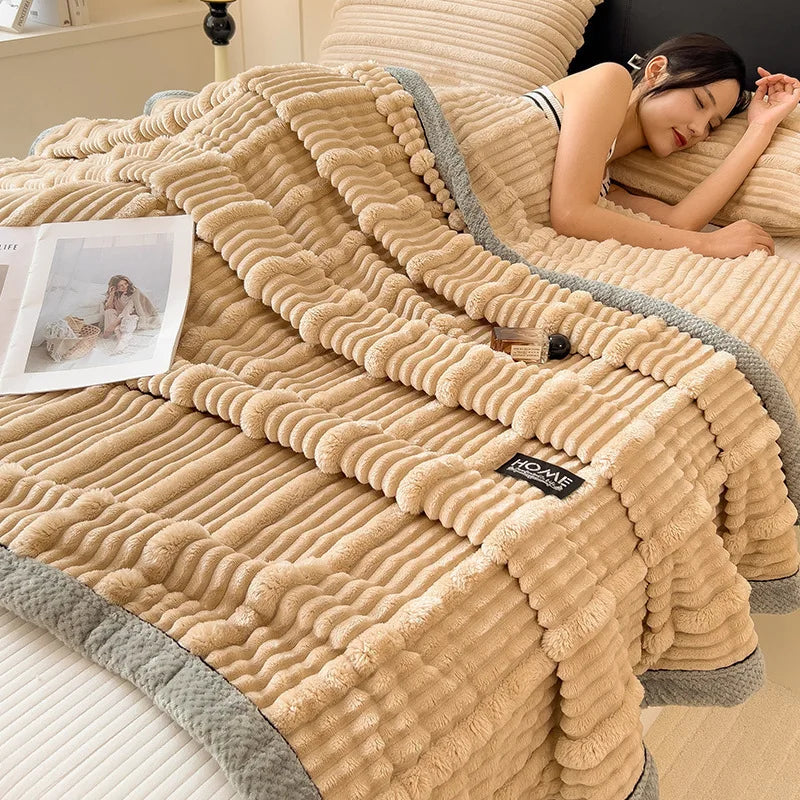 Afralia™ Cozy Faux Rabbit Plush Blanket, Nordic Style, Thick & Warm, Super Soft Nap Shawl