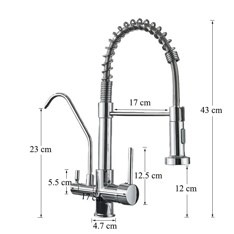 Afralia™ Chrome Plated Kitchen Faucet Purification Mixer Hot Cold Deck Install Sink Tap