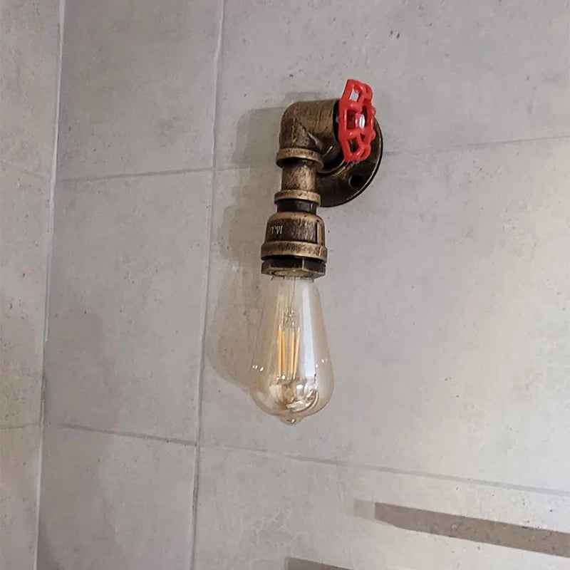 Afralia™ Bronze Industrial Water Pipe Wall Lamp