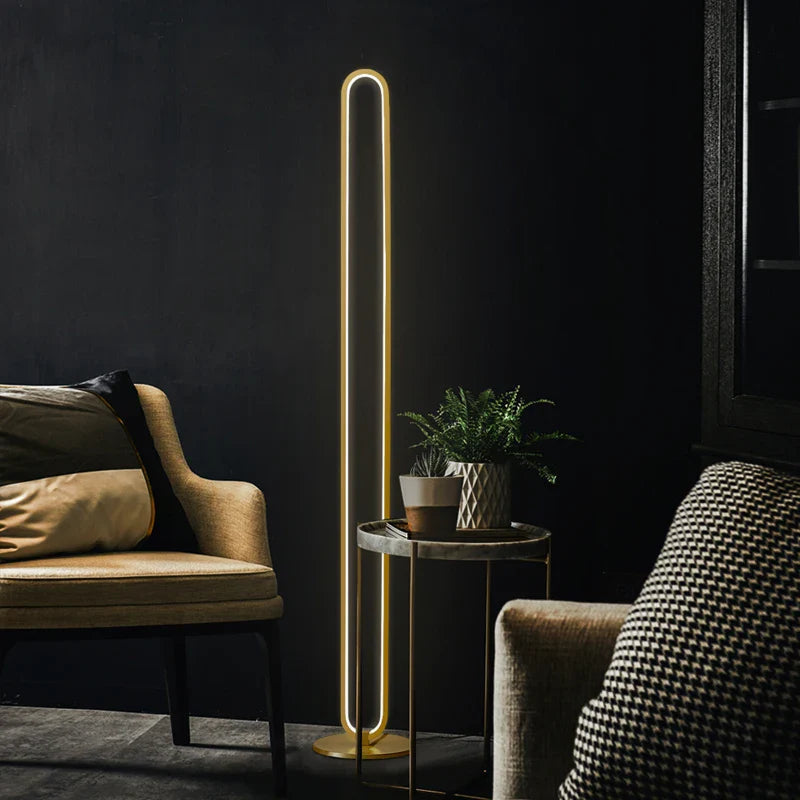 Afralia™ Minimalist Copper LED Floor Lamp Gold Brass Nordic Indoor Decor