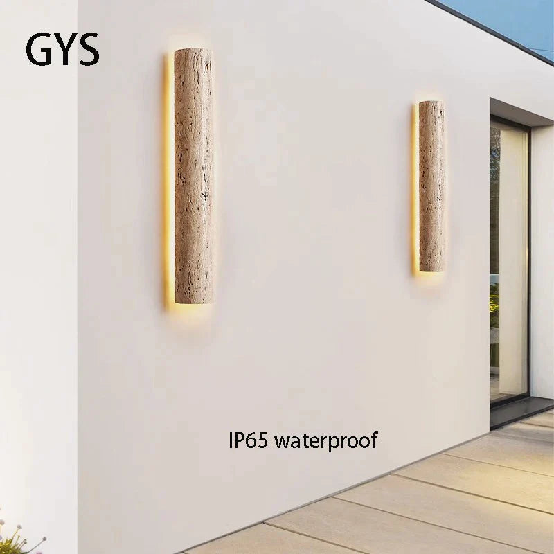 Afralia™ Outdoor Yellow Travertine Stone Wall Wash Garden Light IP65