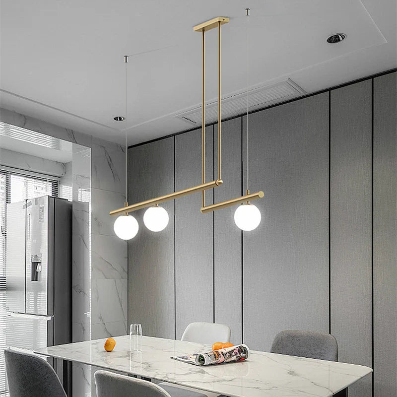 Afralia™ Linear Minimalist Chandelier Pendant Light for Living Room, Dining Table Ceiling Decor