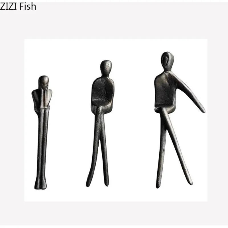 Afralia™ Gold Plated Figure Sculpture Set | Abstract Desk Decoration | Character Statue