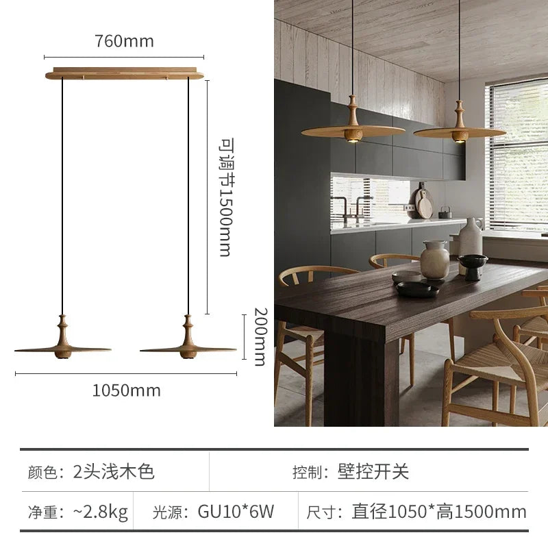 Afralia™ Solid Wood Flying Saucer Pendant Light for Home Decor and Lighting