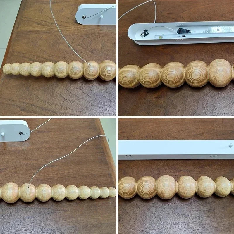 Afralia™ Solid Wood Pendant Light for Living Room Decor - Modern Linear Hanging Ceiling Light