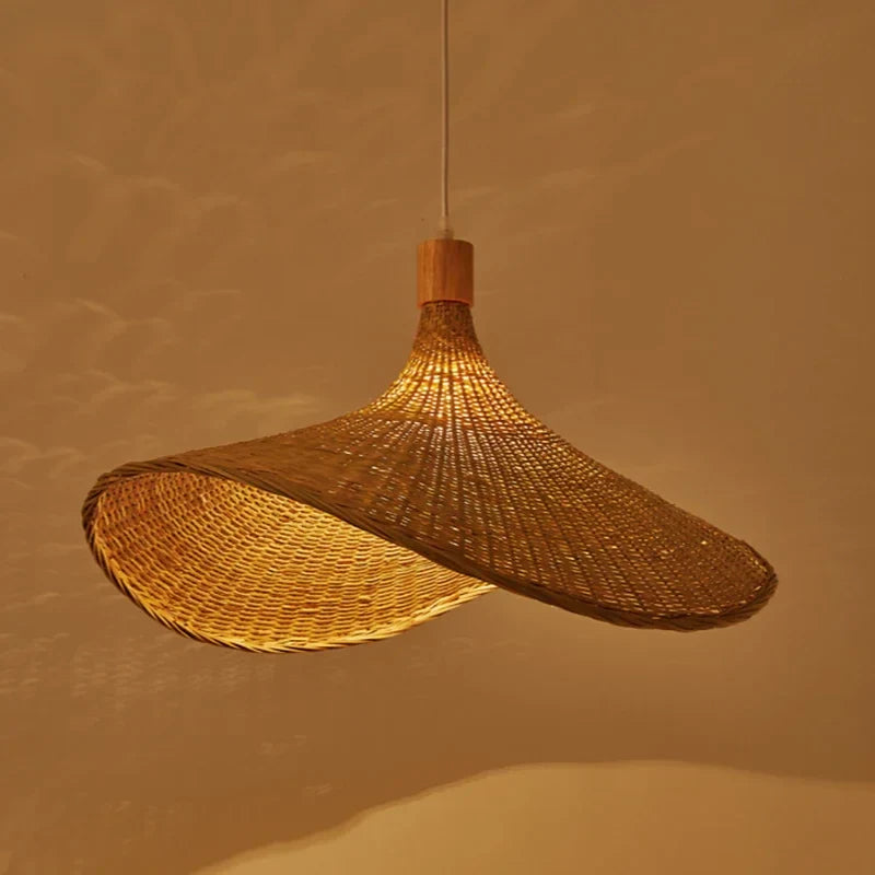 Afralia™ Bamboo Pendant Chandelier: Handcrafted LED Rattan Hanging Light for Indoor Living Room