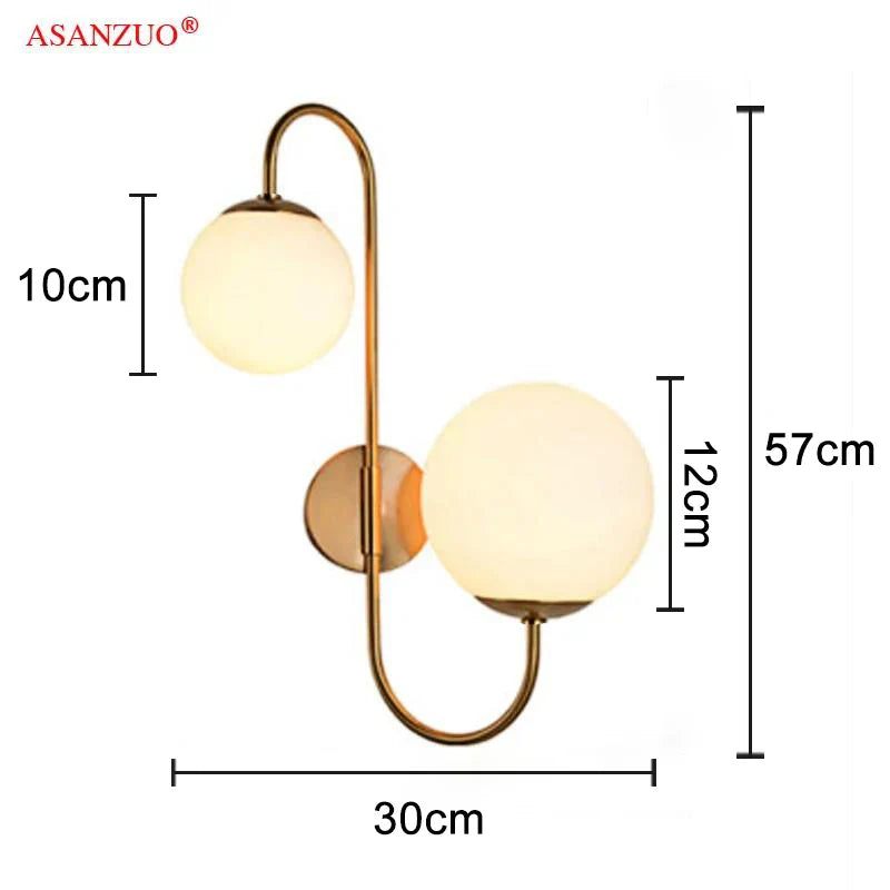 Afralia™ Gold Glass Ball Wall Sconce LED Round Ball Wall Lamp