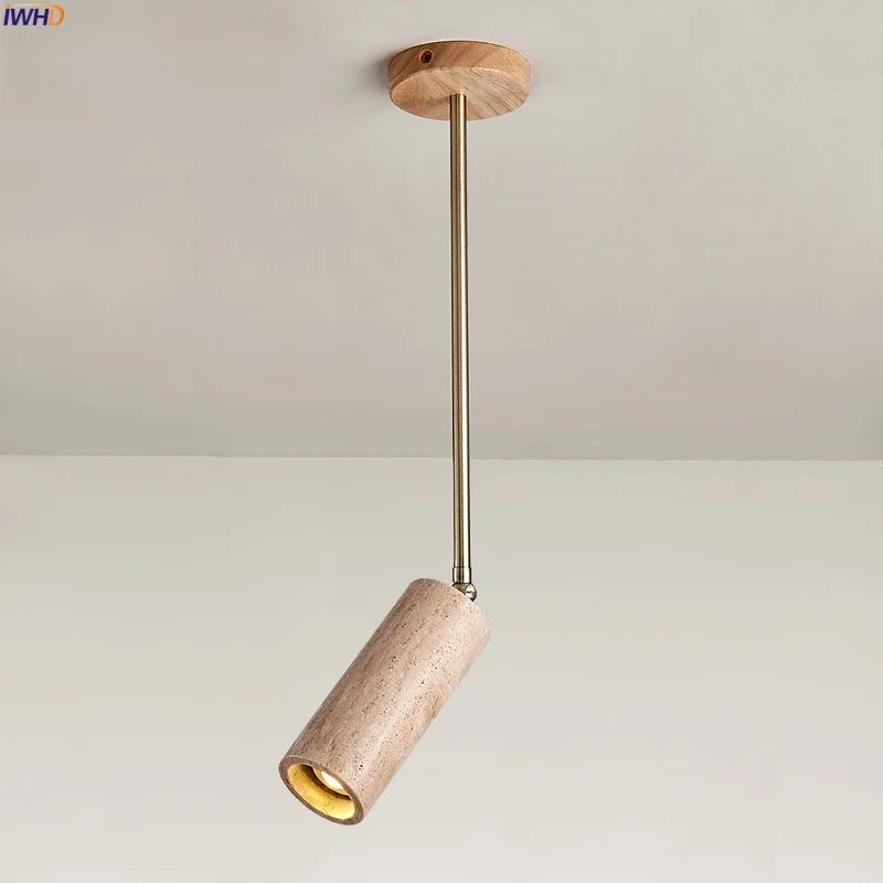 Afralia™ Yellow Travertine LED Pendant Lights with Long Arm Hanging Lamps