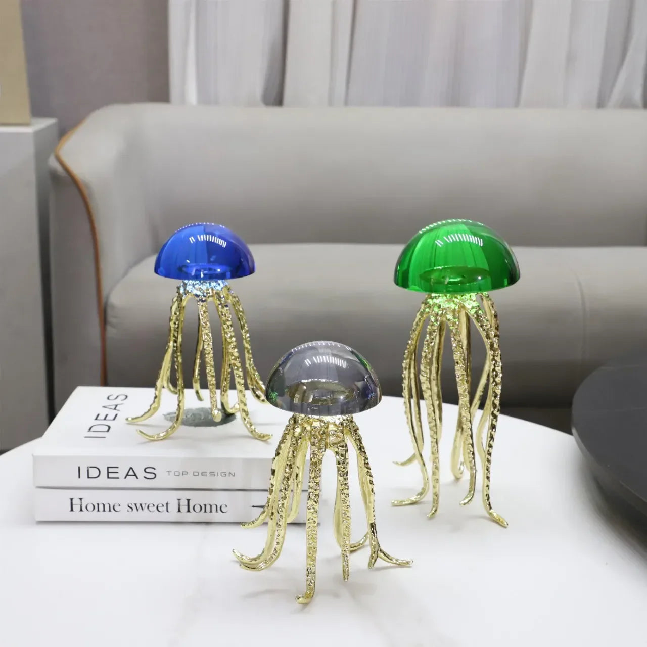 Afralia™ Crystal Jellyfish Sculpture - Marine Organism Figurine for Home Decor