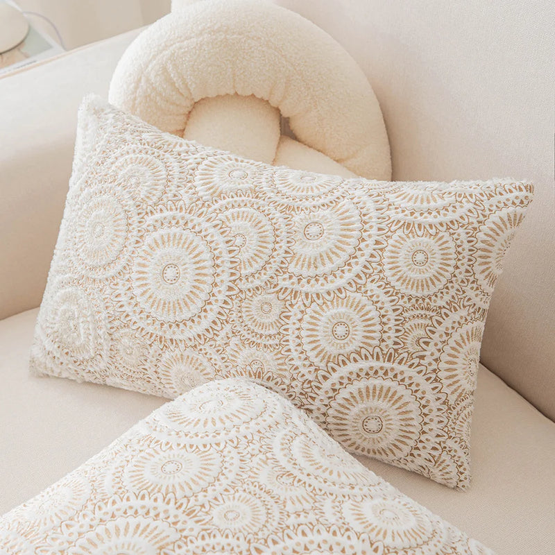 Afralia™ Circle Cushion Cover: Plush Gold Stamped Pillowcase for Stylish Living Rooms