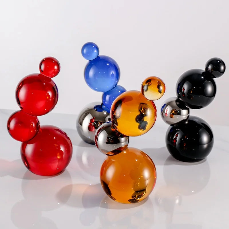Afralia™ Crystal Bubble Decor Spheres Spliced Glass Ball Figurines Home Decor Accessories