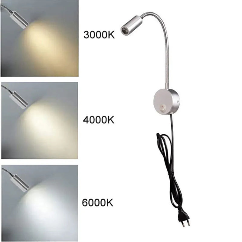 Afralia™ LED Wall Light Reading Lamp 2pcs/Lot 3W 3000K 4000K 6000K Gooseneck Task Lighting