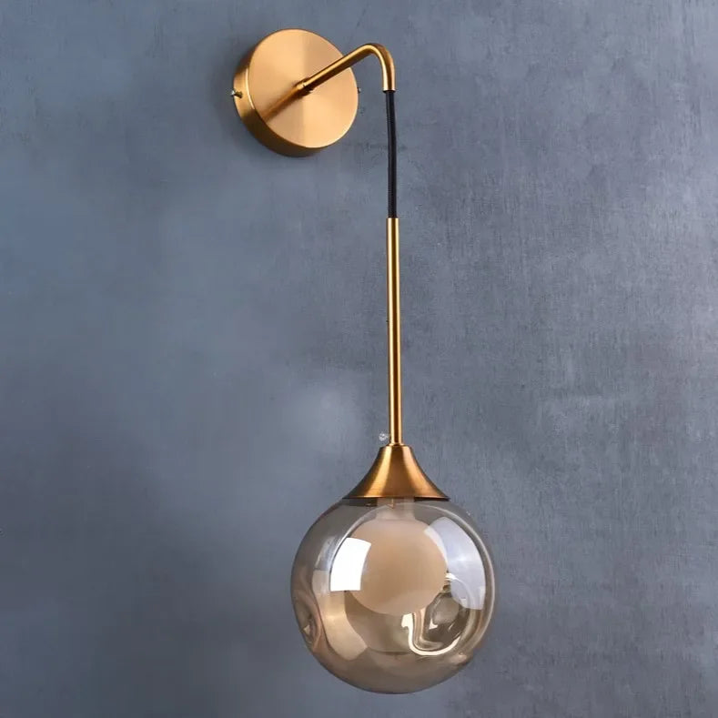 Afralia™ Glass Ball Gold LED Wall Sconce Modern Nordic Indoor Lamp Fixture