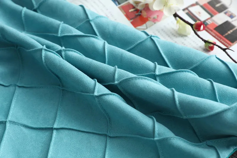 Afralia™ Embroidered Lattice Cushion Cover Pleat - 45X45CM