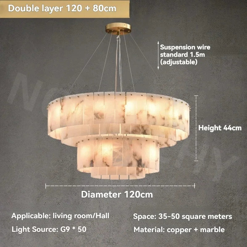 Afralia™ Full Copper Marble Pendant Lamp: Luxury Circular LED Light for Living Room