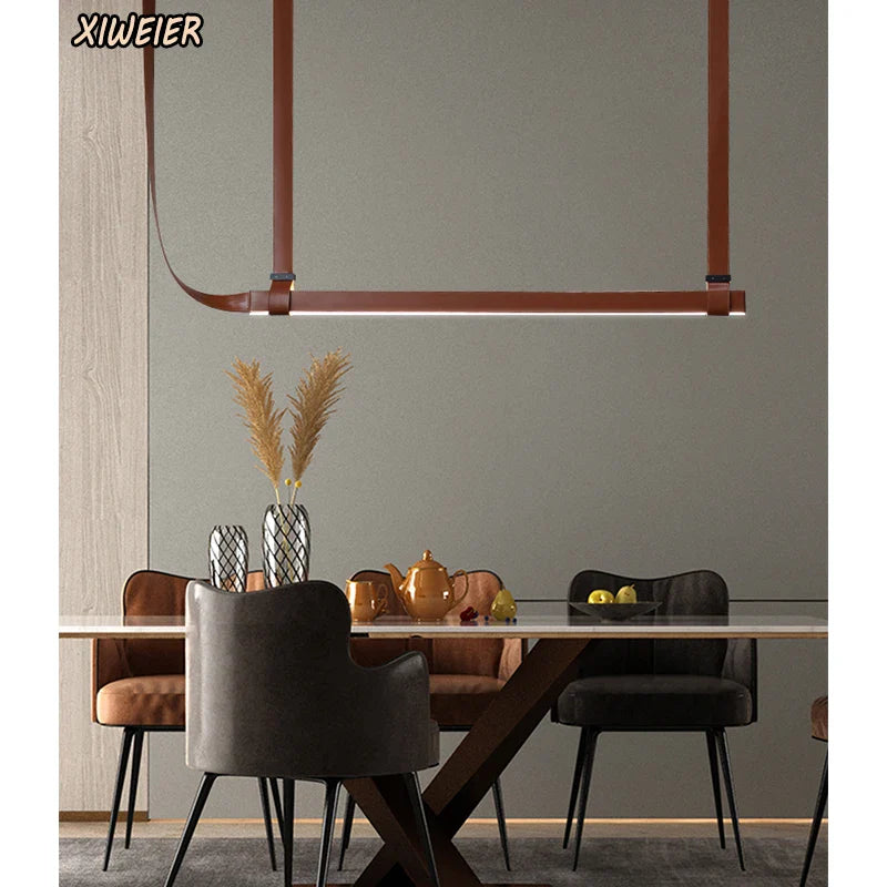 Afralia™ Minimalist Leather Pendant Lamp for Restaurants, Bars, and Tea Rooms