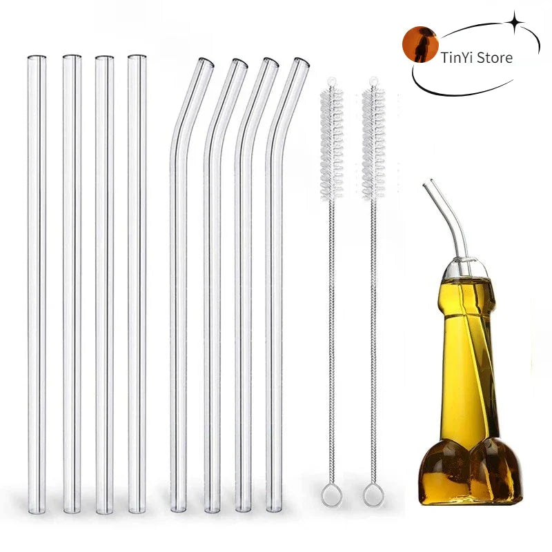 Afralia™ Glass Straw Set for Smoothies Cocktails Bar - Reusable, High Borosilicate Straw