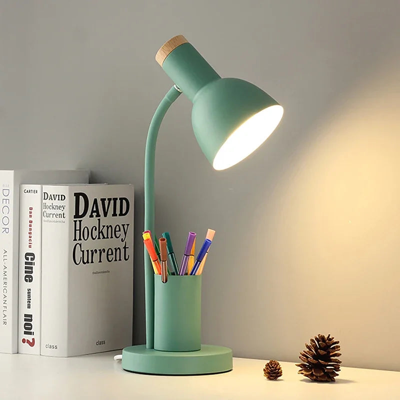 Afralia™ Nordic Creative LED Table Lamp with Pen Holder: Stylish Artistic Lighting for Office and Home