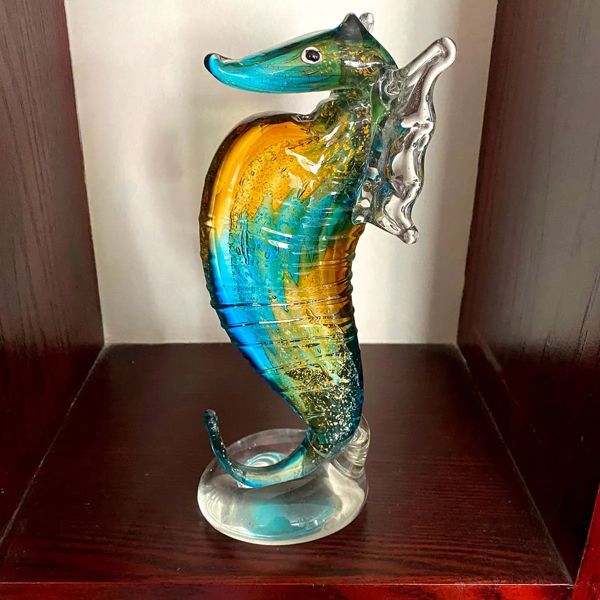 Afralia™ Hand Blown Glass Seahorse Figurine, Crystal Animal Craft Collection Display