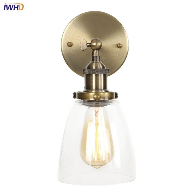 Afralia™ Vintage Single Arm LED Wall Lamp Iron Glass Retro Stair Light