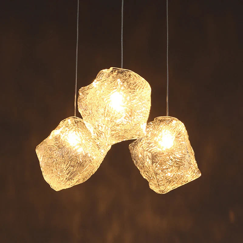 Afralia™ Ice Cake Glass Chandelier Pendant Lights for Indoor Decor Lighting