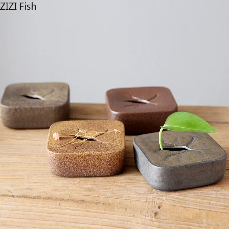 Afralia™ Coarse Pottery Vase Small Flower Pot Room Aesthetic Decor