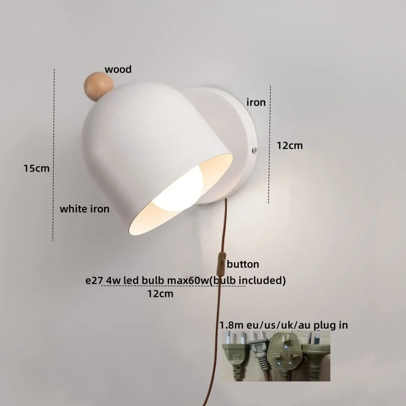 Afralia™ Wood Iron LED Wall Lights with Pull Chain Switch for Modern Living Spaces