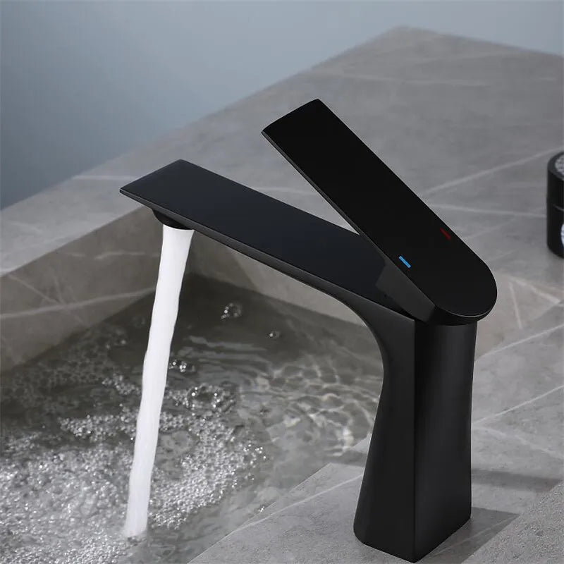 Afralia™ Brushed Gold Bathroom Basin Faucet - Single Hole Water Mixer Crane
