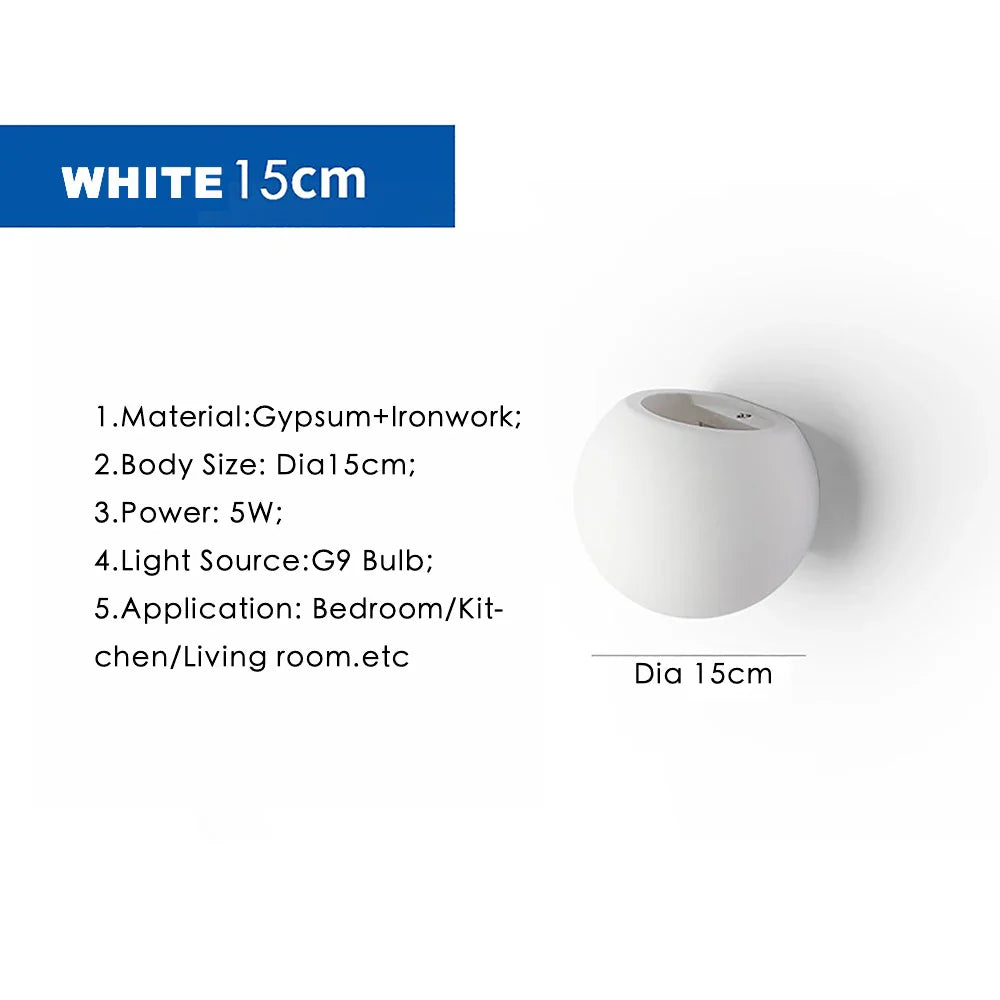 Afralia™ Gypsum LED Wall Lamp 5W Modern Creative Sconces Living Room Bedroom Lighting