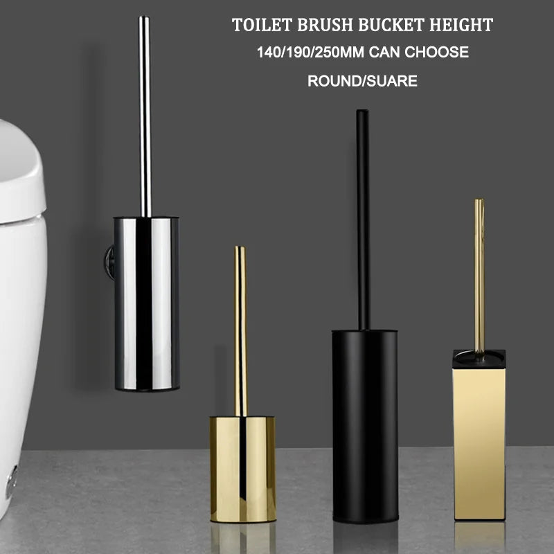 Afralia™ Gold Toilet Brush Set with Wall Mount Holder