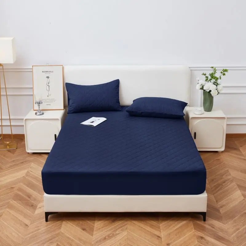 Afralia™ Waterproof Quilted Fitted Sheet: Soft Solid Color Mattress Cover for All Seasons