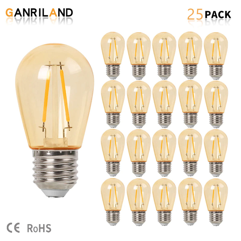 Afralia™ Vintage Amber Plastic E27 LED Edison Bulb IP44 Waterproof Warm White 1W 2W